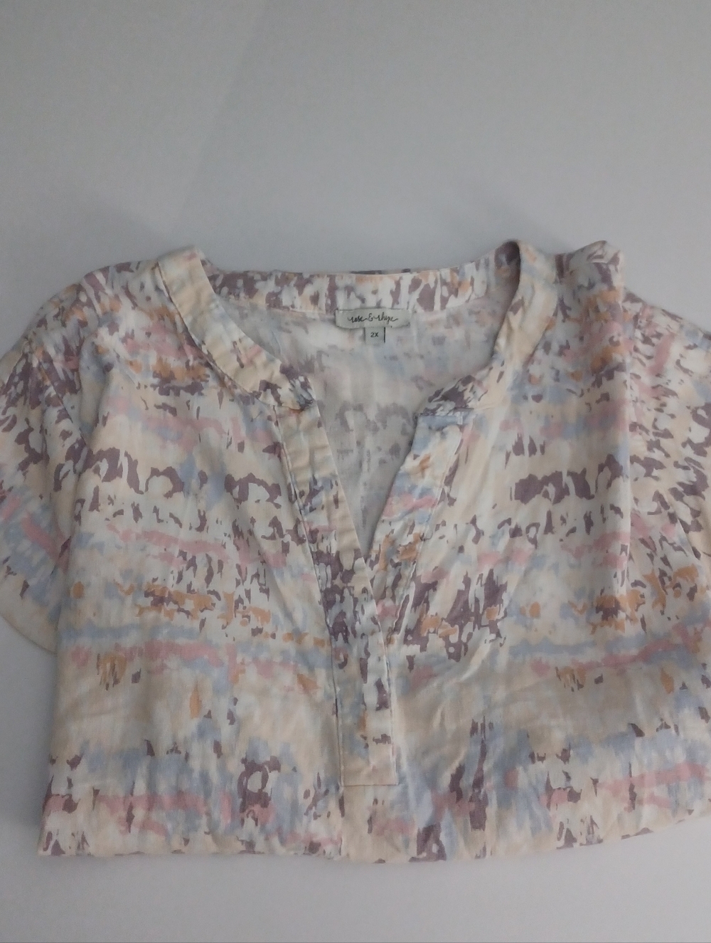 Rose & Rhyme Linen Blend Blouse Muted Colored Plus Sz 2X